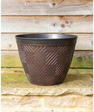 Black with Copper Aztec Planter