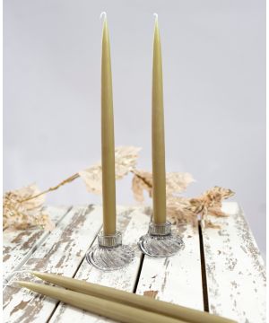 Olive Green Taper Hand Dipped Dyed Candle