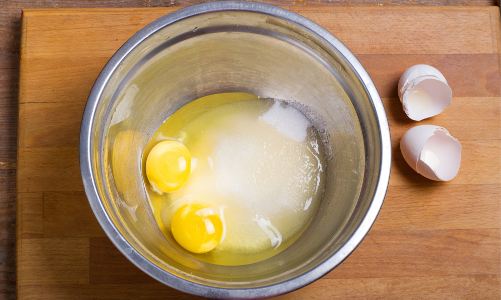 mix together eggs and sugar